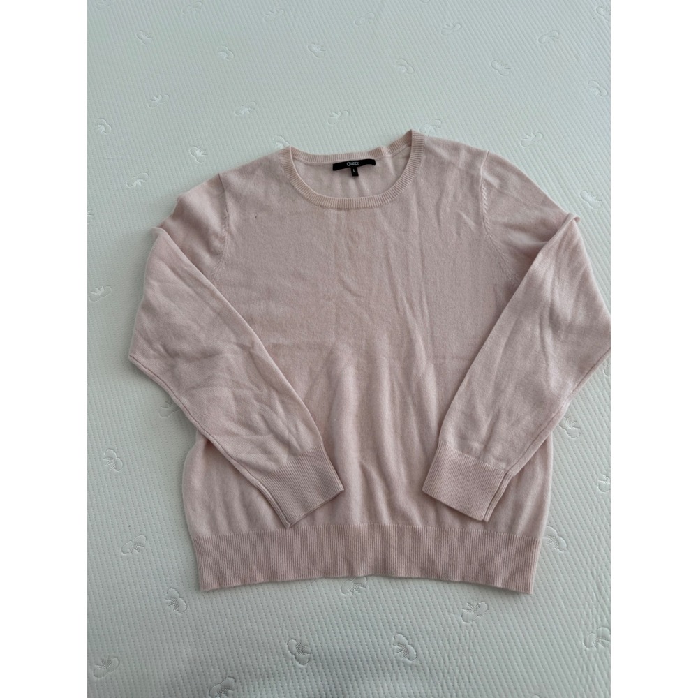 Quince 100% Mongolian Cashmere Crewneck Sweater Blush Pink Quiet Luxury L - Picture 2 of 7